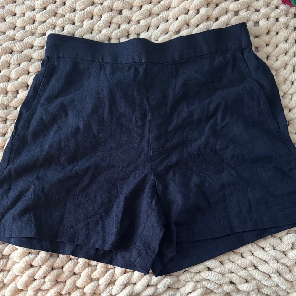 Banana Republic High Waist Linen Navy Shorts